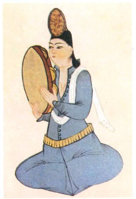 Historical depiction of a bendir